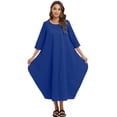 thumbnail image 4 of EFINNY Women Plus Size Causal Soild Kaftan Maxi Dress Long Shirt Dress (2024 Upgrade), 4 of 8