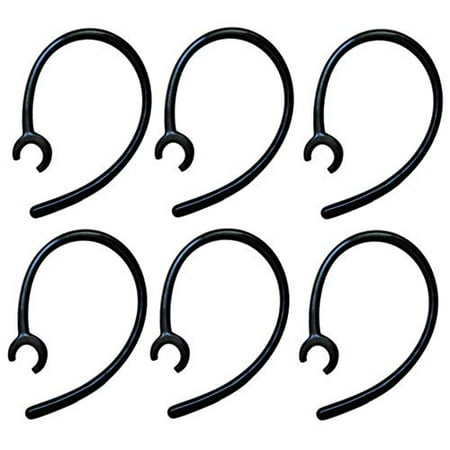6 Pack Replacement Ear Hooks for Wireless Bluetooth Headset Earhook Clips Hook Loop - 8MM Clamp Headsets  Black