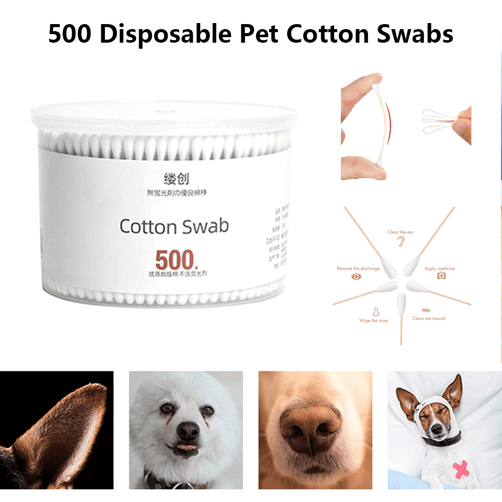 Mieauty 500 Pc Pet Cotton Swabs for Dogs Ears and Cat Pet Cotton Buds 3