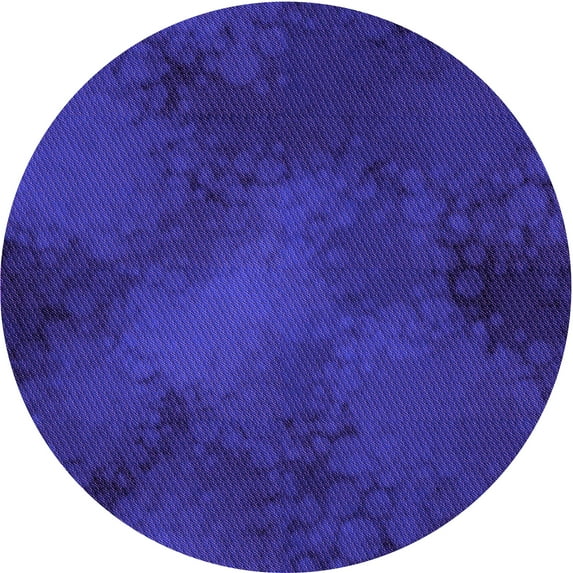Ahgly Company Machine Washable Indoor Round Transitional Cobalt Blue Area Rugs, 8' Round