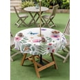 thumbnail image 4 of Outdoor Tablecloth with Umbrella Hole for Patio/Picnic/Party/Camping, Pink Poppy Farmhouse Waterproof Table Cloth Round Cover Washable, Spring Summer Botanical Butterflies (Dia 60"), 4 of 9