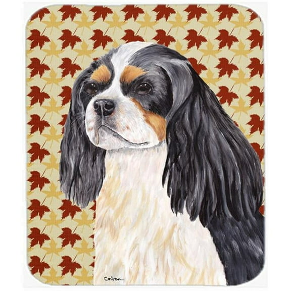 Carolines Treasures  Cavalier Spaniel Fall Leaves Portrait Mouse Pad - 9.5 x 8 in.