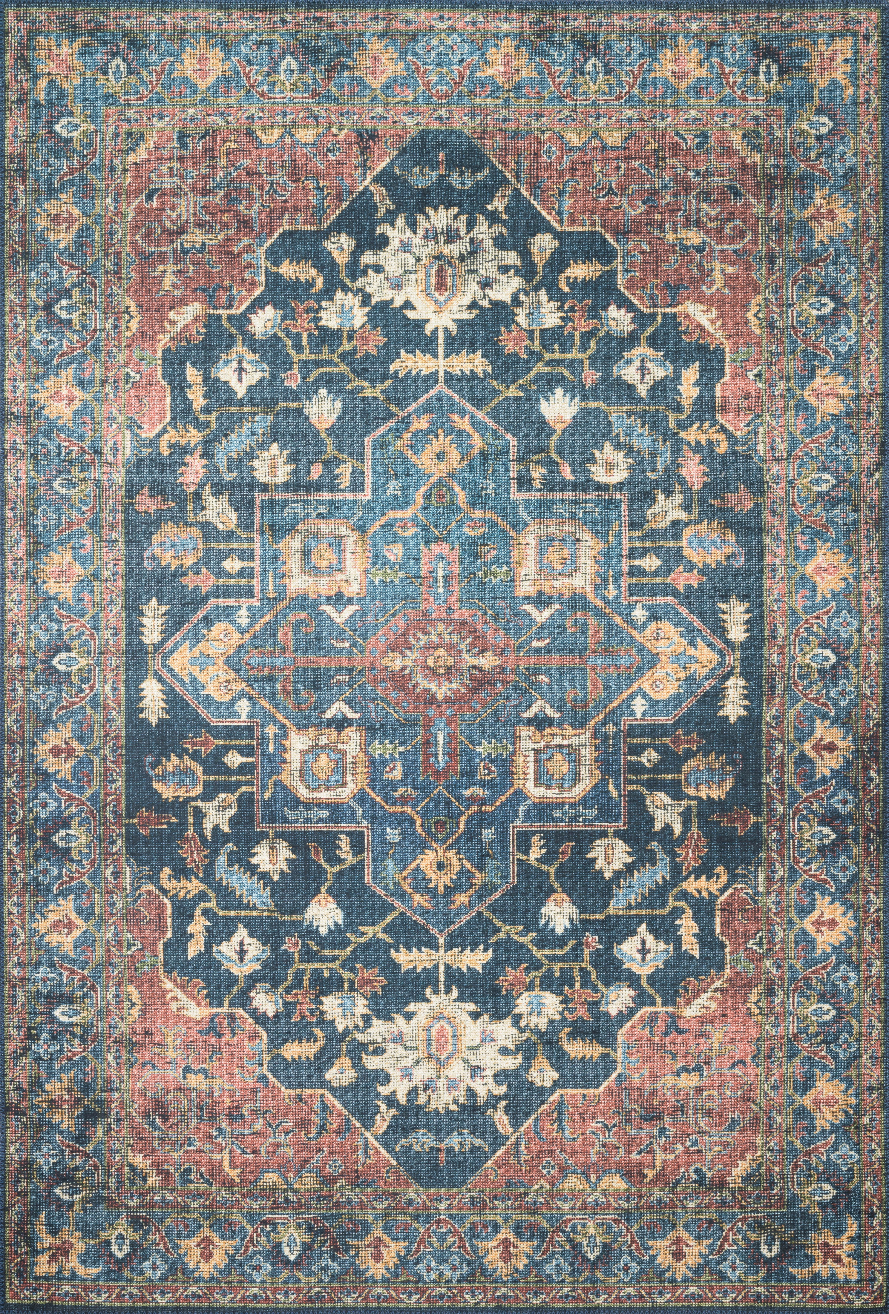 Loloi Skye Denim / Brick 8'-0" x 8'-0" Round Area Rug