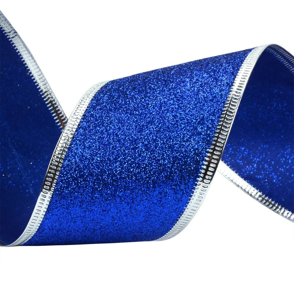 33Ft/10Meters Blue Glitter Christmas Ribbon Wreath Present Wedding Arts Crafts Gift Wrapping