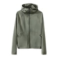 thumbnail image 3 of Girls Lightweight Hooded Jacket UPF Sun Protection Stretch Nylon Spandex Zip Up with Thumbholes for Running Sports, Army Green, Sizes 4-5Y to 14-15Y,Size 14-15 T, 3 of 6