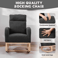 thumbnail image 6 of IVV Teddy Fabric Rocking Chairs with Solid Wood Legs, Upholstered High Backrest Accent Armchair with Side Pocket for Living Room, Bedroom (Dark Gray), 6 of 8