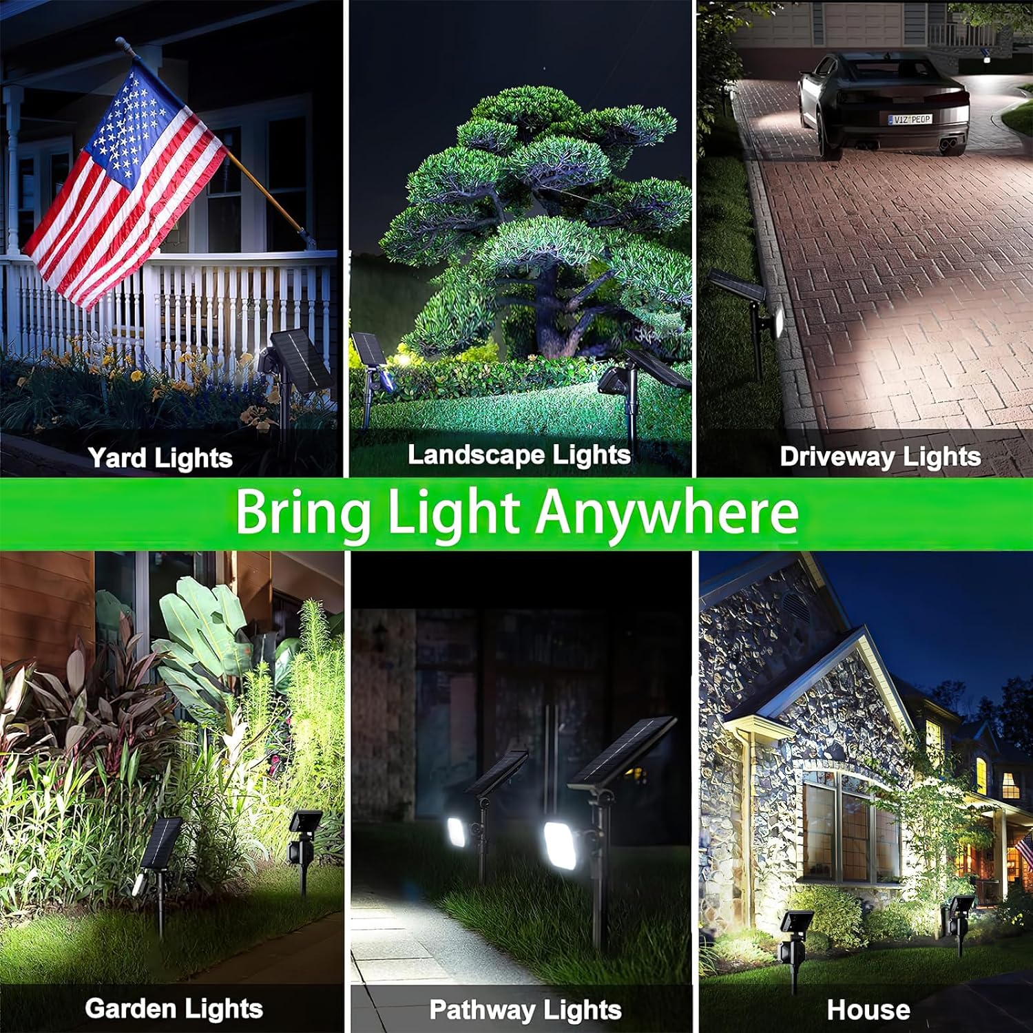 JSOT 4PCS 700lm Solar Lights Outdoor, LED Landscape Spotlights for Garden Walkway Yard Porch, Driveway, Pathway, Lawn, Pool, White Light