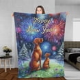 thumbnail image 3 of Happy New Year Vizsla Family Cheer Winter Midnight Firework Cozy Fleece Blanket Vizslas Dog Lover Gifts Idea Warm Soft Throw Blanket - 02025, 3 of 5