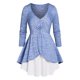 thumbnail image 1 of Camiseta Talla Extra Cruzada Superpuesto Rosegal Mangas largas de talla grande, 1 of 5