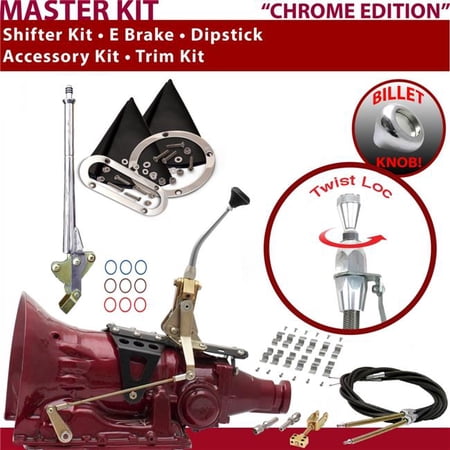 American Shifter 2004R Shifter Kit Chrome 8 in. E Brake Cable Clamp Trim Kit Dipstick for EE098