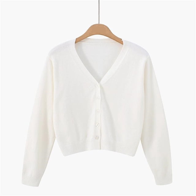 Women's V Neck Cardigan Sweater Plus Jacket Solid Color Knitted Sweater