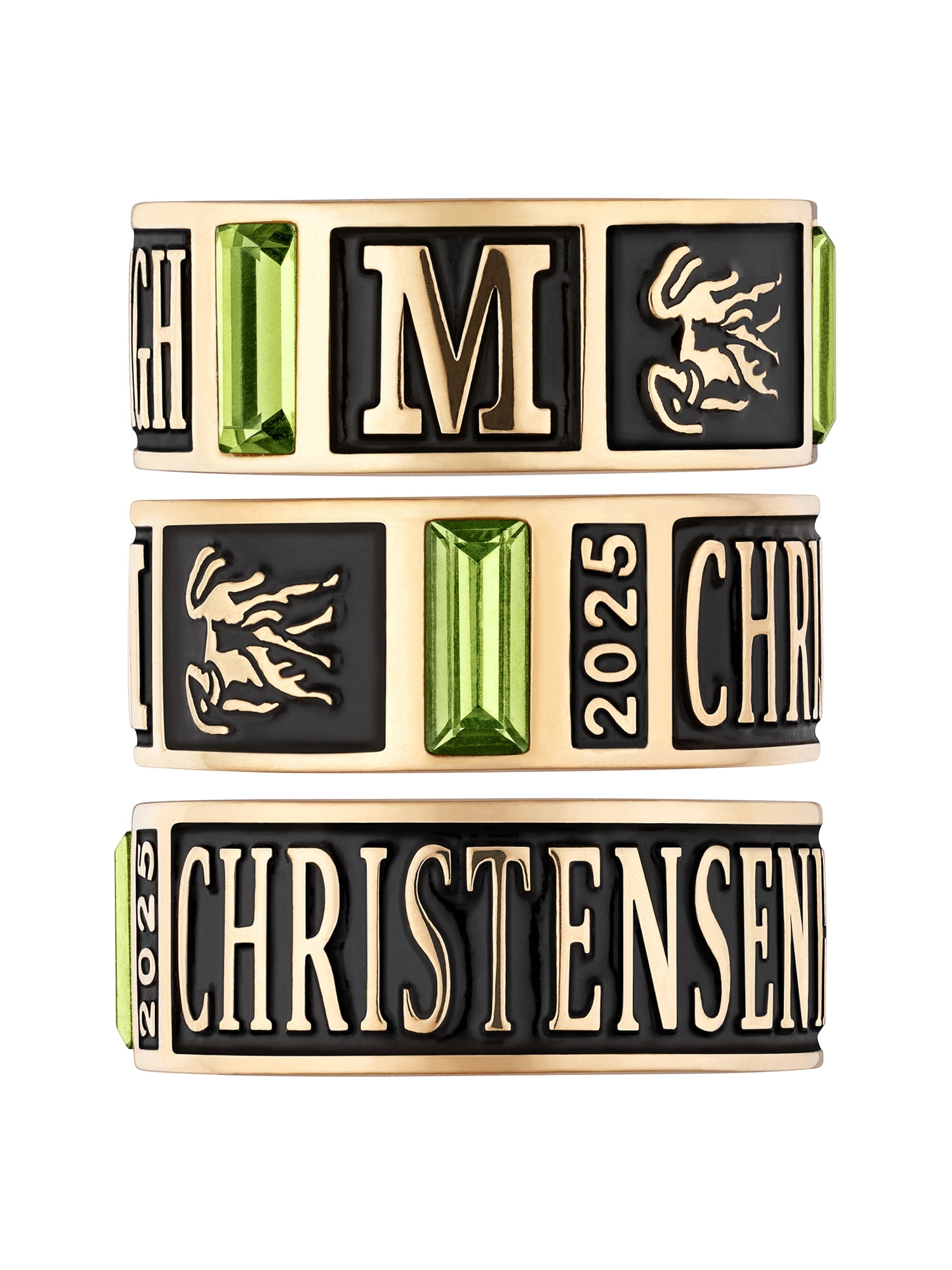 Order Now for 2025 Graduation, Freestyle Men's 14K Gold Plated Decorated Band Class Ring, Personalized, High School or College Graduation