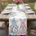 thumbnail image 4 of Gnomes Easter Table Runner - 48 Inch Long Colorful Spring Floral Weeping Eggs Cotton and Linen Blended Dress Scarves Farmhouse Table Runner for Kitchen Dining, Coffee Table, 13" x 48", 4 of 8