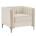 thumbnail image 3 of Morden Fort Contemporary Living Room Arm Chair Velvet Upholstered Small Couch Beige, 3 of 8