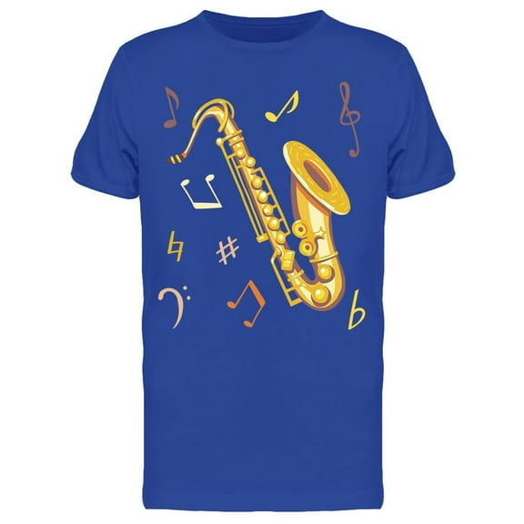 Saxophone Doodle, Music Notes T-Shirt Men -Image by Shutterstock, Male Large