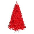 thumbnail image 2 of Red Artificial Christmas Tree, 7FT Unlit Full PVC Holiday Tree with Metal Stand, Flame-Retardant, Easy to Assemble, Perfect for Christmas Party & Home Décor, 2 of 6
