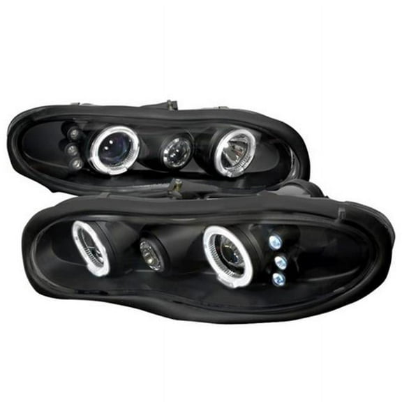 Halo LED Projector Headlights for 98 to 02 Chevrolet Camaro, Black - 11 x 21 x 25 in.