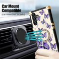 thumbnail image 2 of for Samsung Galaxy A14 Case for Women,Rivet Metal Corner Design Phone Case Cover with Bling Diamond Ring Suitable for Samsung Galaxy A14 4G/ 5G 6.6" BF-Purple Butterfly, 2 of 18