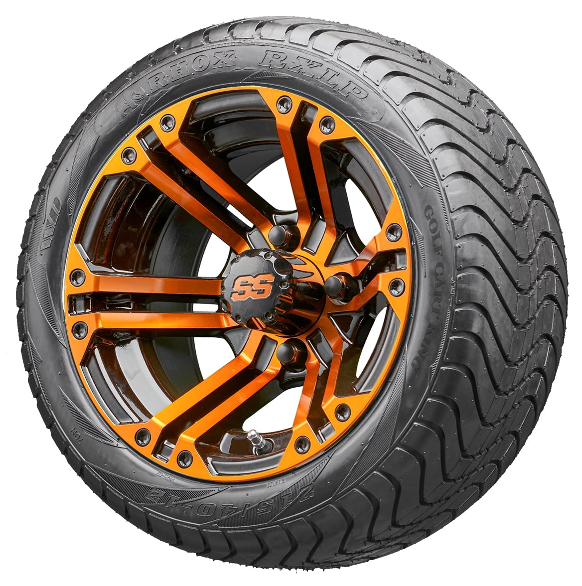 Golf Cart Wheels and Tires Combo 12" RHOX RX334Bo Orange and Black