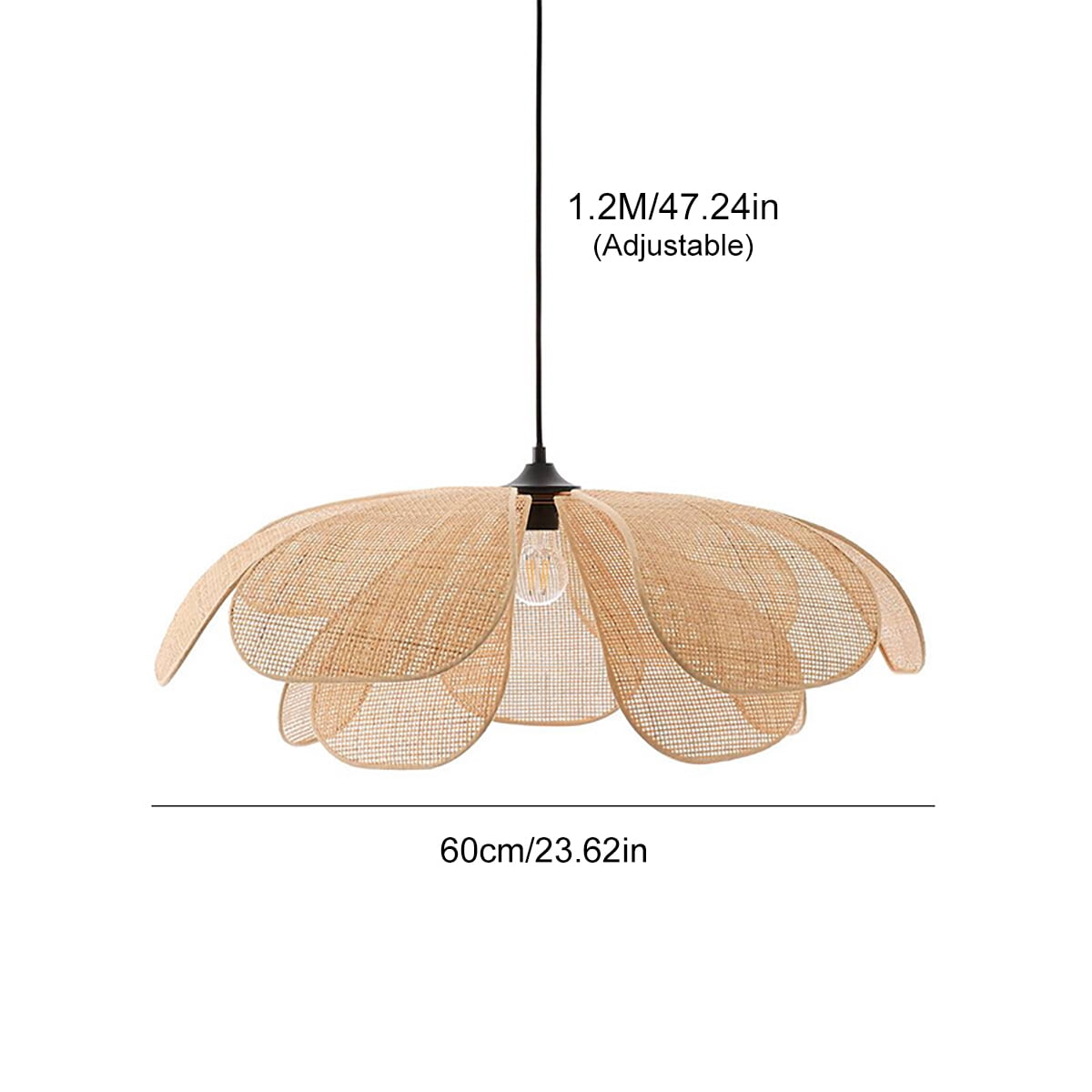 Arturesthome Boho Chandelier Rustic Hemp Rope Pendant Light Hand-Woven Rattan Cage Basket Hanging Lamp Wicker Coastal Retro Light Fixtures for Hallway Entryway Kitchen Island Dining Room Bedroom