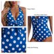 thumbnail image 5 of Traje de baño de una pieza con cuello en V profundo y diseño sin espalda para mujer, talla M, con lunares y cuello halter, color azul, 5 of 6