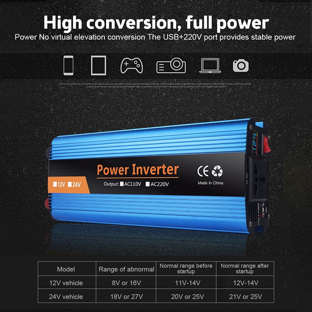 POMOI11 WMY-240129625 2000-Watt Continuous Pure Sine Wave Power Inverter, 2 AC Sockets for Car