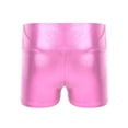 thumbnail image 6 of Jowowha Kids Girls Long Sleeve Gymnastics Leotards Set Shiny Metallic Leotards with Shorts Headband Pink 14, 6 of 7