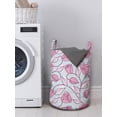 thumbnail image 3 of Leaves Laundry Bag, Rhythmic Pastel Tone Rose Flowers Sketch Leaves Foliage Motifs Illustration, Basket with Handles Drawstring Closure for Laundromats, 13" x 19", Baby Blue Pale Pink, by Ambesonne, 3 of 4