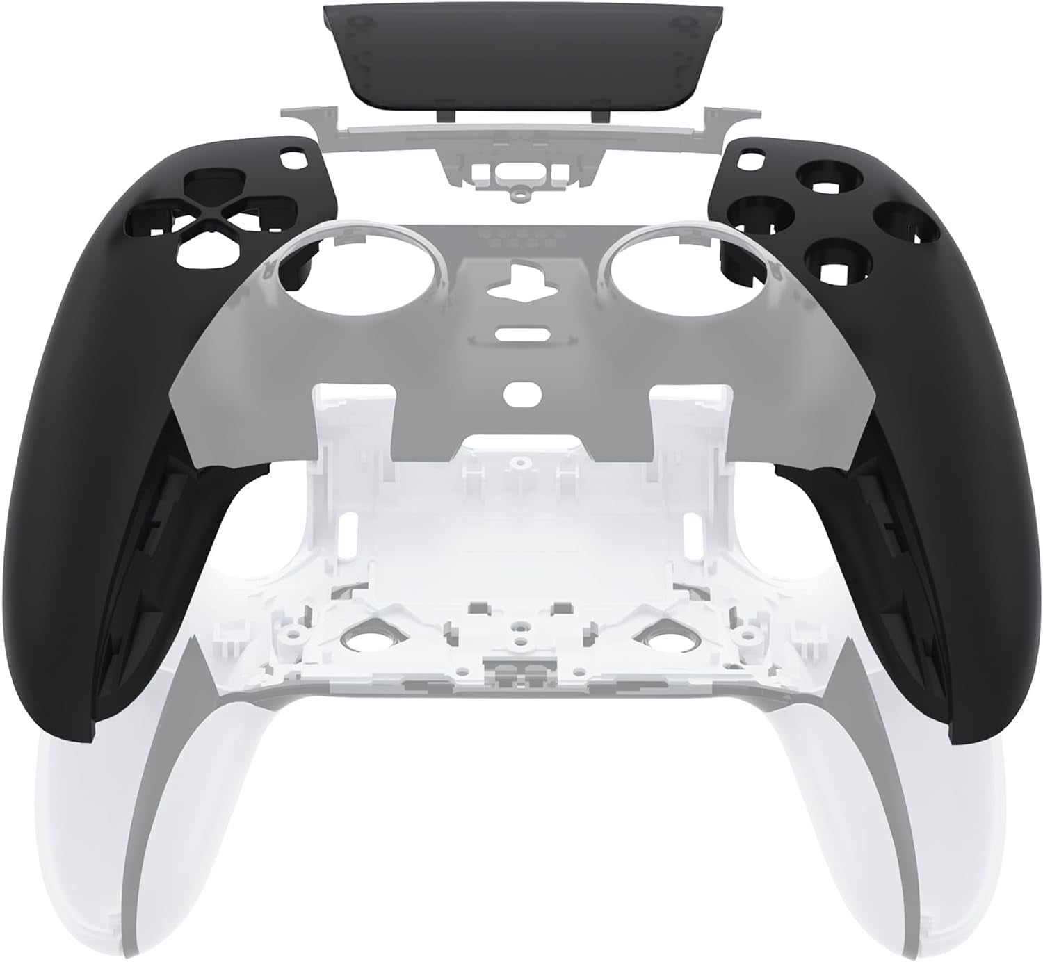 eXtremeRate Left Right Front Housing Shell with Touchpad Compatible with ps5 Edge Controller, Black DIY Replacement Faceplate Shell Custom Touch Pad Cover Compatible with ps5 Edge Controller