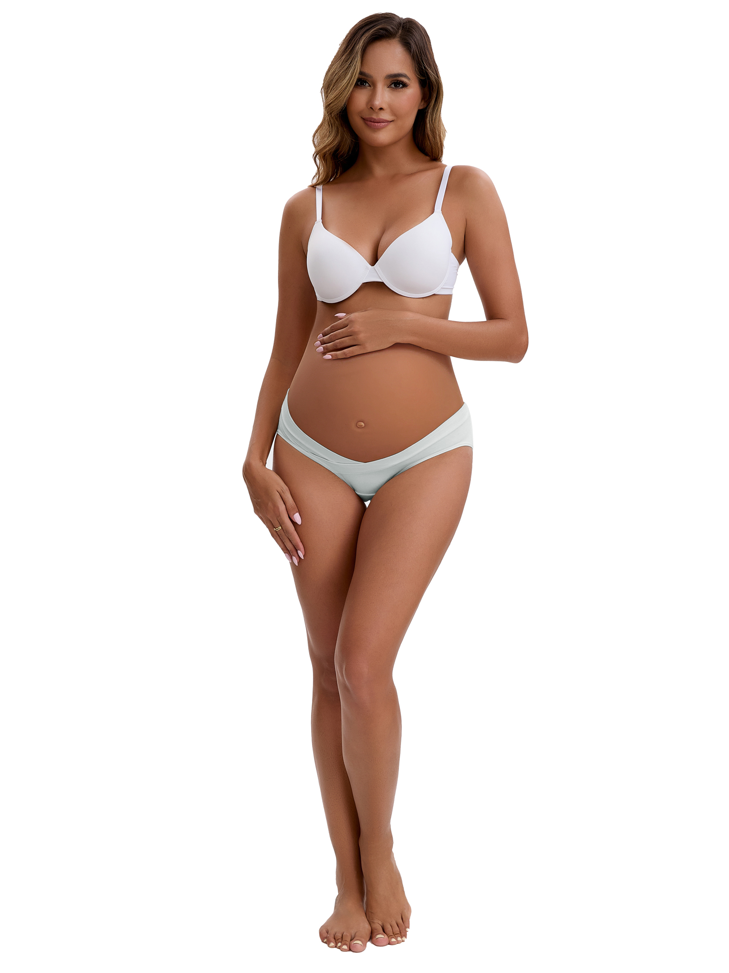 Unique Bargains Women's Cotton Low Waist Under the Bump Maternity Briefs 2XL Light Blue