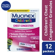 Mucinex Children's Chest Congestion Medicine, OTC Excess Mucus Relief, Bubblegum Flavor Mini-Melts, 12 ct