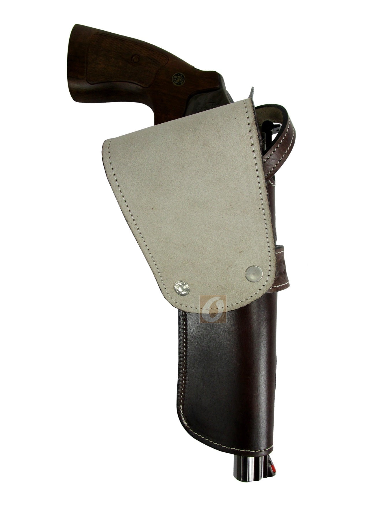 Leather Holster Floral Tooled Long Barrel Western Gun Cover Brown Color - Left Handed