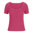 thumbnail image 5 of Diufon Summer Women's T Shirts U-Neck Short Sleeve Tees Slim Solid Color Top Blouses, 5 of 5