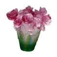 thumbnail image 2 of Jarrón de cristal con flores, centro de mesa, florero decorativo con arreglo floral Rojo, 2 of 9