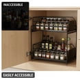 thumbnail image 3 of Pull Out Cabinet Organiser, 2-Tier Spice Rack, Kitchen Cupboard Organiser, Heavy Duty Metal Spice Rack Shelf, 14.2 x 7.5 x 12.6 in, Black Double Layer Design, 3 of 7