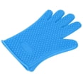 thumbnail image 3 of Guantes de silicona antideslizantes de color azul para hornear, aislantes y resistentes al calor, aptos para microondas y horno, 3 of 8