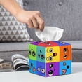thumbnail image 6 of Rateoe Doodle Faces Emotions Pattern Tissue Box Cover, Modern Square Decorative Leather Facial Paper Case Organizer Holder Dispenser 5X5X5'', 6 of 8