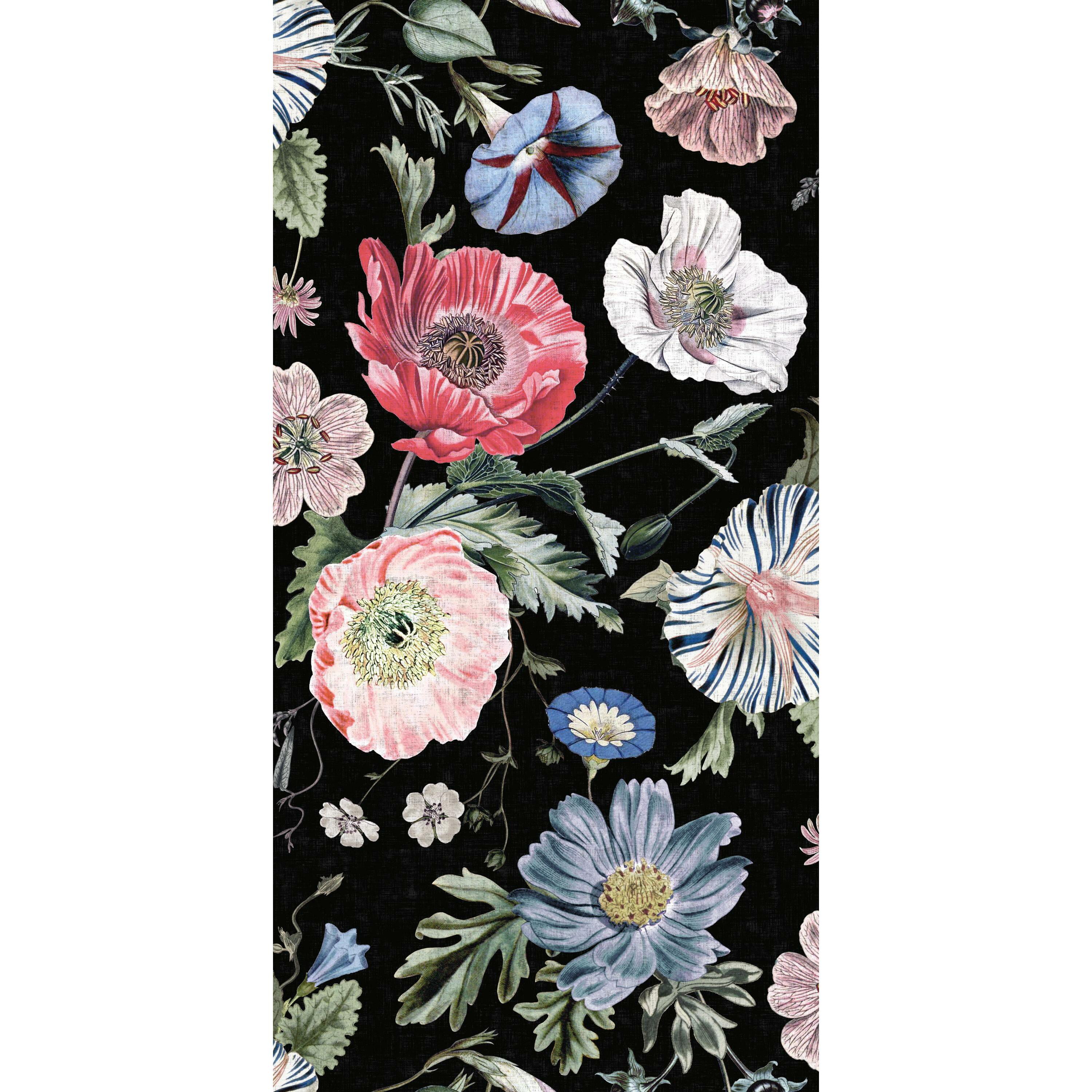 RoomMates Vintage Floral Poppy Black and Pink Peel and Stick Wallpaper
