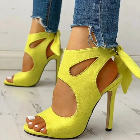 

Women s Super High Heel Heightening Suede Lace Up Fish Mouth Open Toe Sandals Shoes