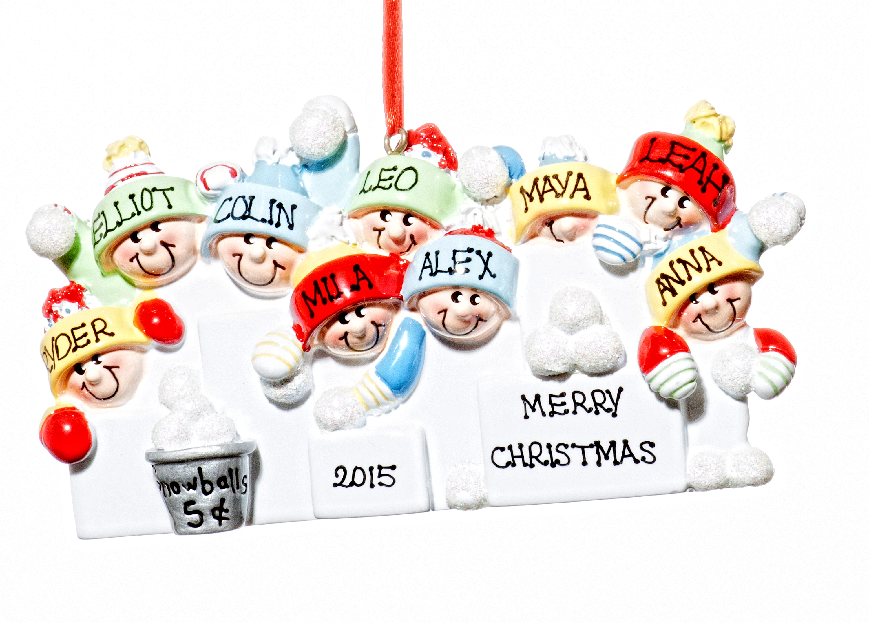Personalized Snowflake Family of 6 Custom Family Ornament Family Gifts,Snowball Play Family Christmas Ornament Family Ornament with Name