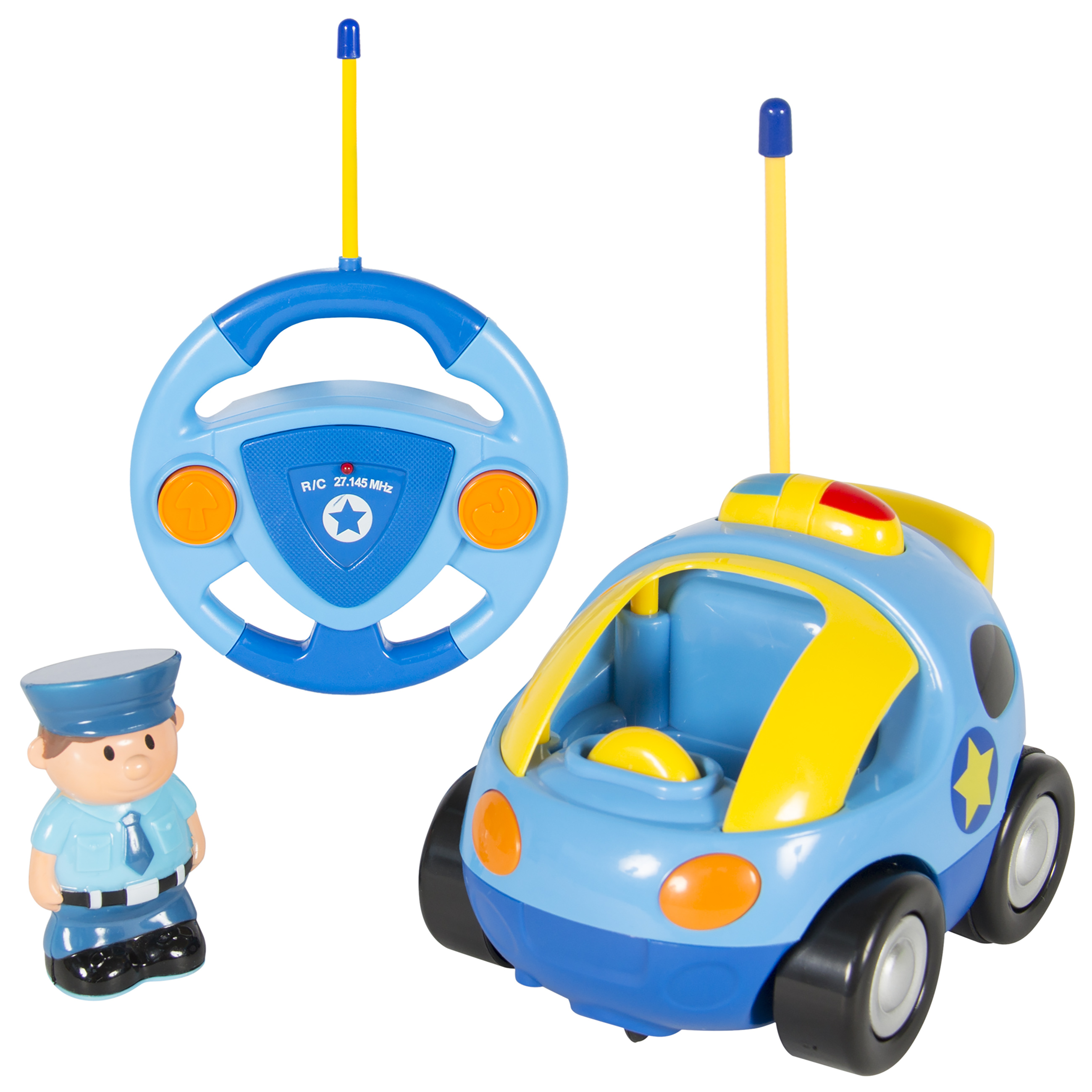 Best Choice Products 2-Channel Beginners Kids Remote Control Cartoon Police Car - Blue/Yellow - image 2 of 5