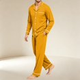 thumbnail image 4 of Delconic Mens Pajama Set Long Sleeve Button Front Sleepwear Set Loose Fit Top and Full Length Pants Loungewear Nightwear Orange XL, 4 of 6
