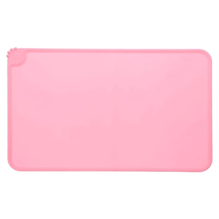 Uxcell Cat Food Mat 19x12 Inch Silicone Pet Feeding Mat Non-Slip Paw Print Style Waterproof Dog Water Bowl Tray Raised Edge Protects Floors (1Pcs Pink) Intended for Pets Bowl/Fountain