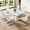 Table+White Chairs*6, variant on JUFU 63'' Gray Marble-Look Dining Set for 6, Contemporary Rectangular Table with 6 Upholstered Chairs, Kitchen and Dining Room Furniture