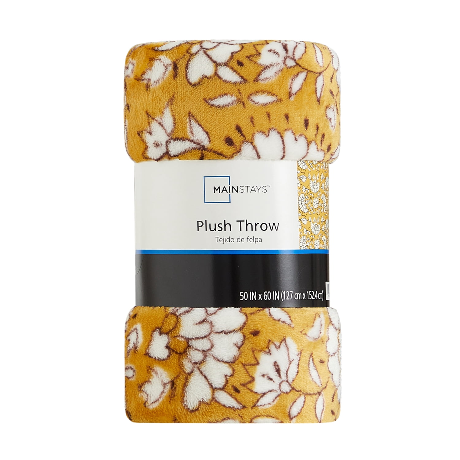 Mainstays Plush Throw Blanket, Brown Butter Floral, 50 x 60 in