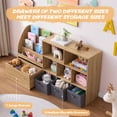 thumbnail image 3 of Fatmok Kids Bookshelf and Toy Storage Organizer with Movable Drawers and 3 Bins, Reading Nook Shelf with 5 Cubbies, Natral Wood, 3 of 7