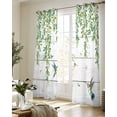 thumbnail image 5 of Spring Botanical Sheer Curtains 84 Inch Length 2 Panels Set for Living Room/Bedroom, Watercolor Leaves Flowers Birds Gray Wood Kitchen Curtains Grommet Semi-Sheer Curtains Window Treatments 52"x84"x2, 5 of 7