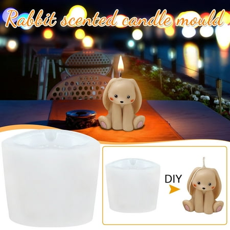 

LnjYIGJ Home & Kitchen Sitting Three-Dimensional Rabbit Scented Candle Mold Decoration Cake Baking Silicone Mold