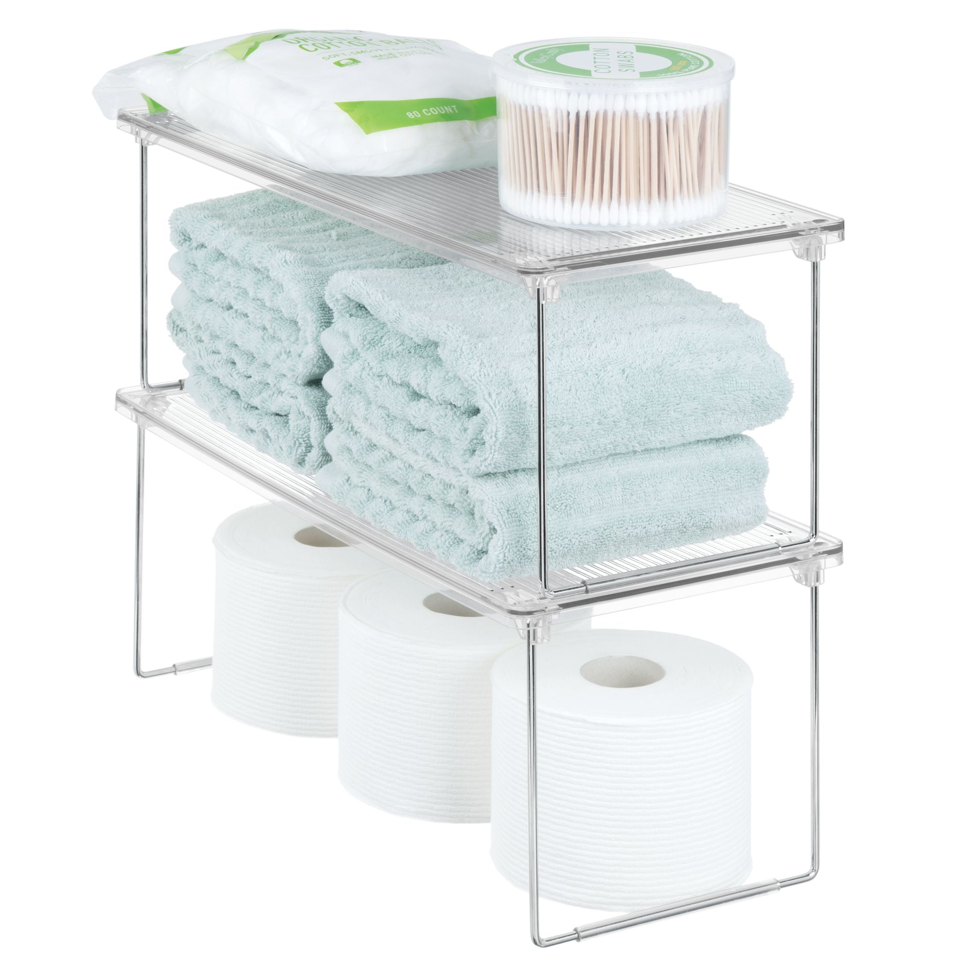 Mainstays Stacking Storage Shelf, Clear/Chrome