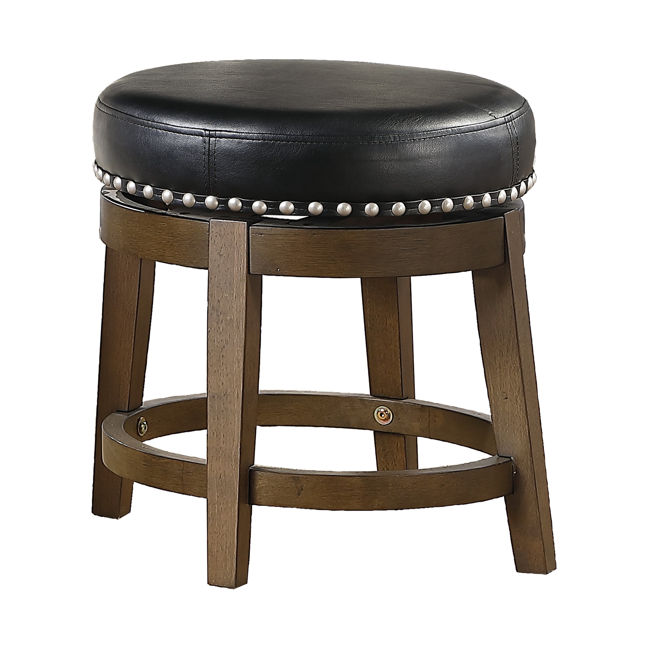 OakvillePark Muny Round Swivel Dining Height Stool (Set of 2), Black
